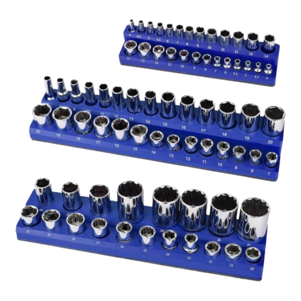 3 Pcs Magnetic Socket Organizers Easy To Use for Workbench Tool Wear Resistant Portable Socket Holders Kit for Tool Drawer