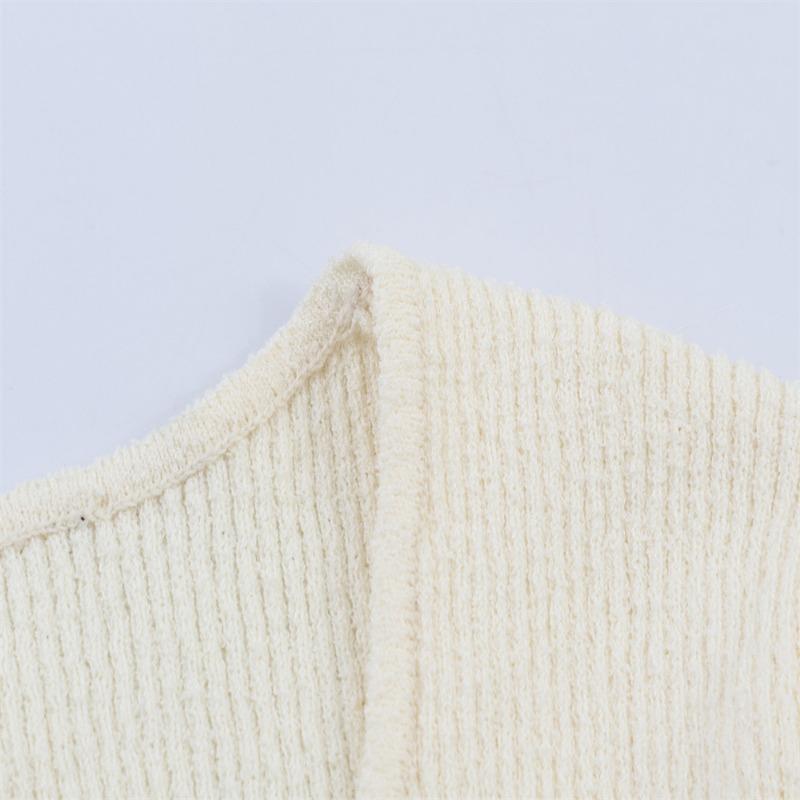 Women V Neck Long Sleeve Short Knit Cardigan With Buttons