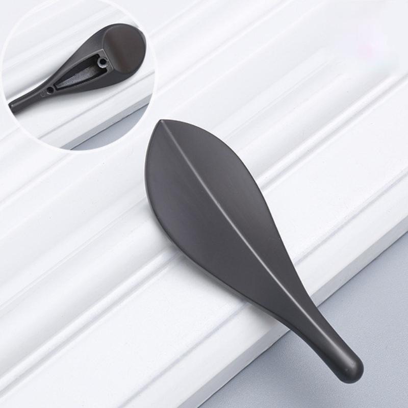 1 Stück Möbelgriffe aus Zinklegierung, blattförmige Schubladenknöpfe, schwarze Griffe für Schränke und Schubladen, Kleiderschrankgriffe, goldene Kommodenknöpfe