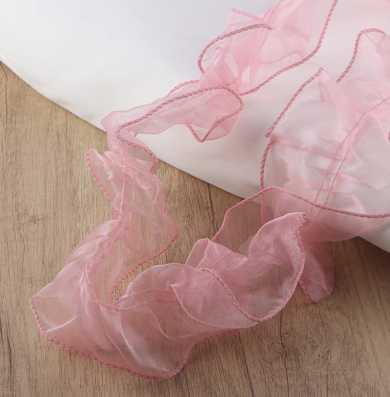 

2M Organza Pleated Lace Fabric Beaded Ribbon Ruffle Edge Trim Cloth Skirt Cuffs Sewing DIY Crafts Gift Packing Accessories 2M