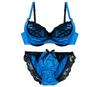 Moca Bunny Blue C75 Bra and Panty Sexy Satin Perfect for Women In Their Cute and Nylon Solid Lace Mini Pads & Women's Set, 3/4 Cup, Lace, High-Arm
