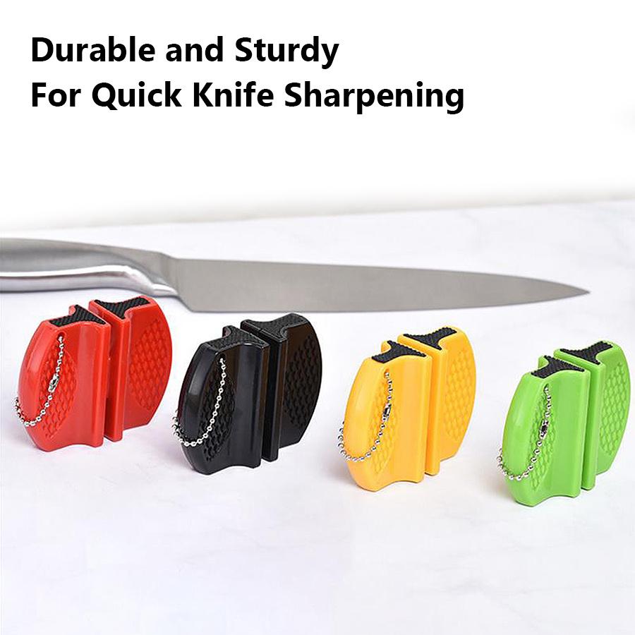 

4pcs Mini Dual-sided Knife Sharpener, Portable Outdoor And Kitchen Tool For Quick Knife Sharpening L