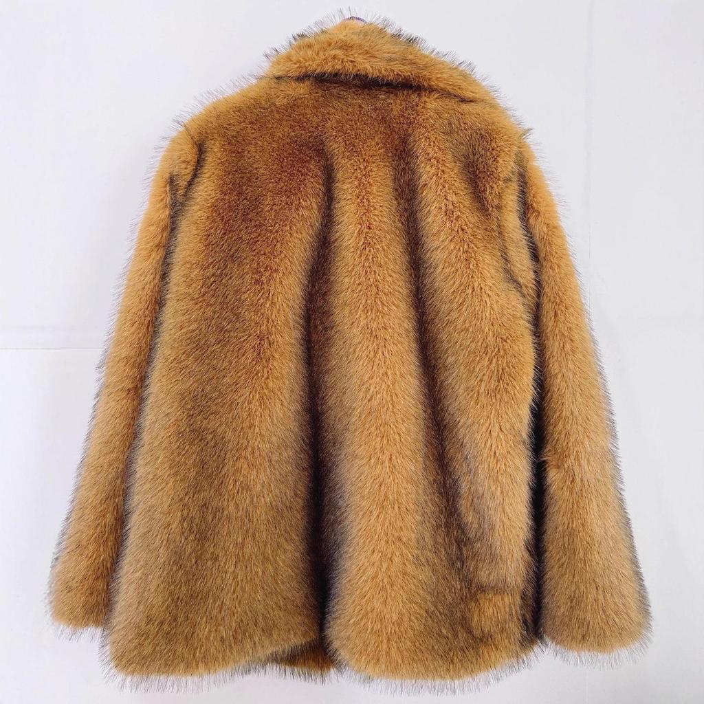 Eco-Friendly Faux Fur Mid-Length Women's Coat - Warm Winter 2025 European & American Style