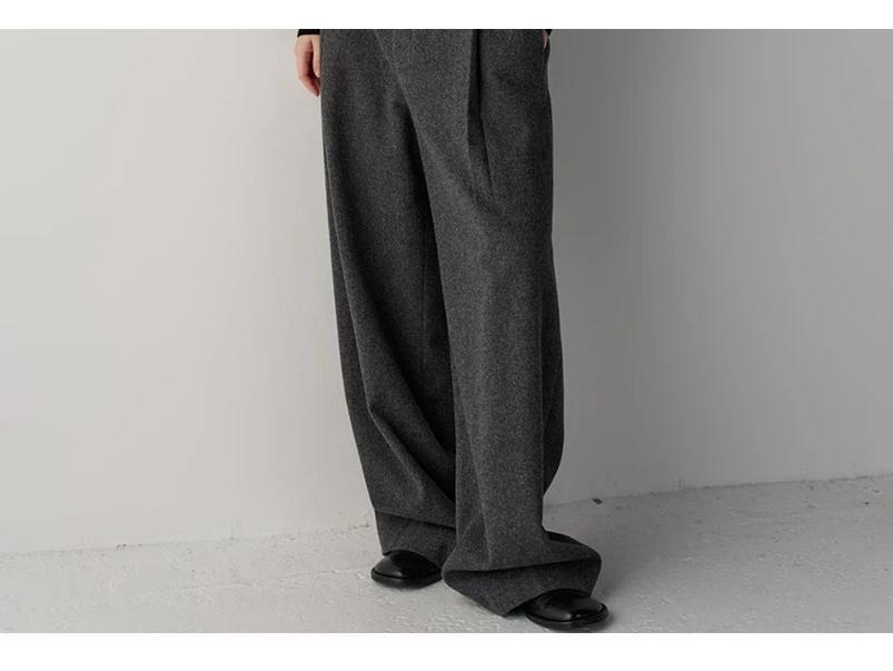 Façade Pattern High Waist Wide-Leg Casual Suit Pants for Women - Slimming, Floor-Length, Spring & Autumn Style