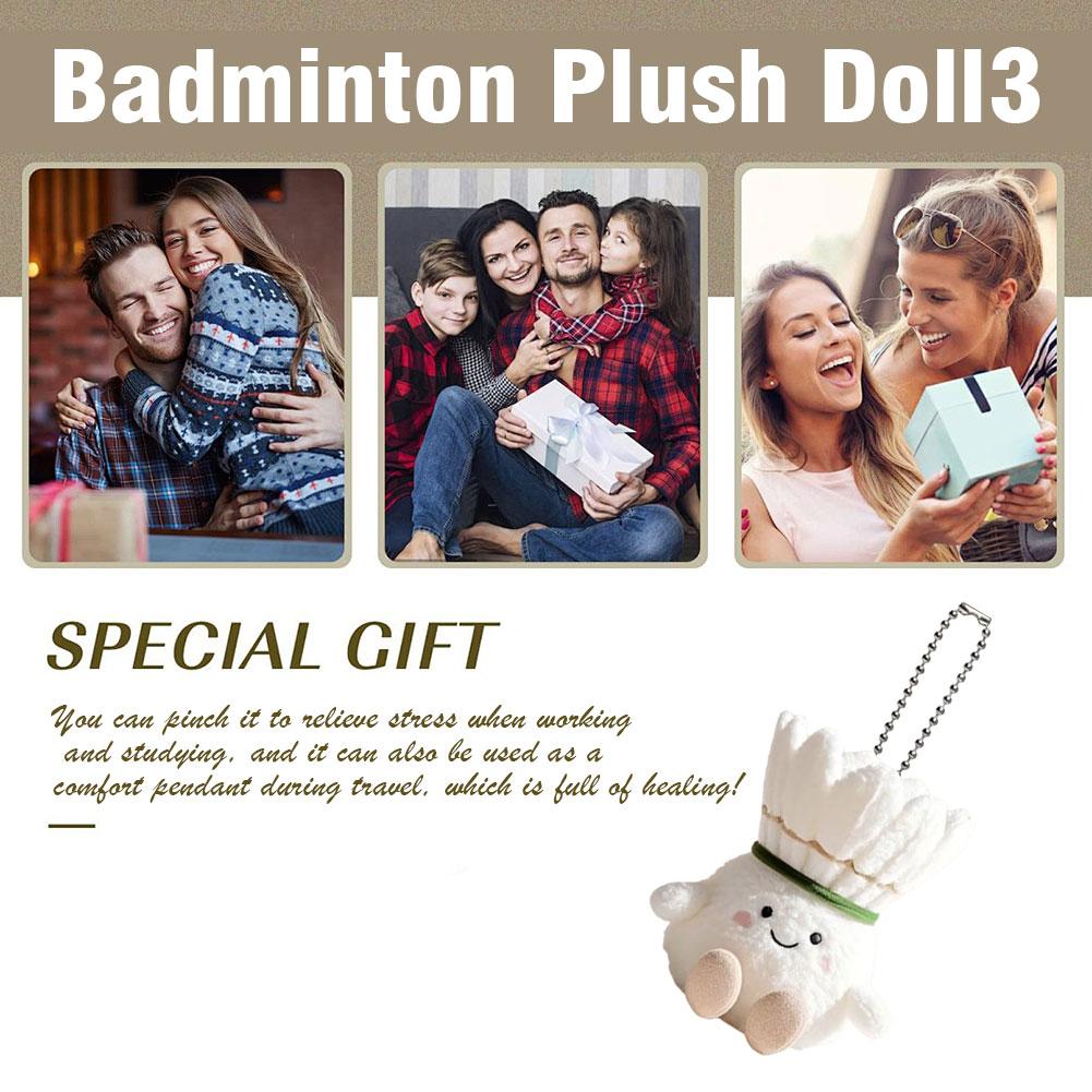 Kawaii Plush Badminton Pendant Cute Key Chain Adorable Plush Badminton Keychain Fluffy Sports Bag Charm Pendant Gift Items