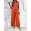 Casual V-neck Vest Long Pants Set Pure Color Casual V-neck Vest Pants Suit
