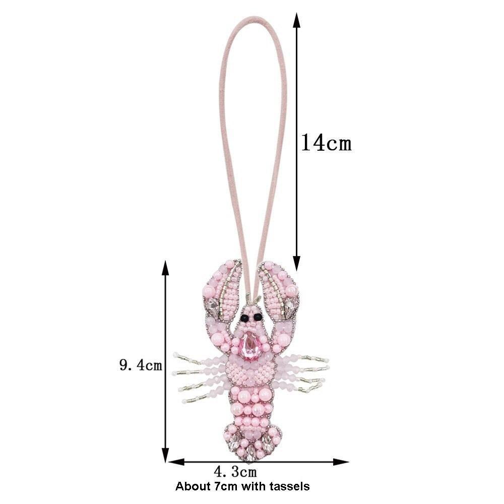 Cute Handmade Crayfish Keychain Rhinestone Beaded Creative Crab Pendant Bag Lanyard Accessories Gifts