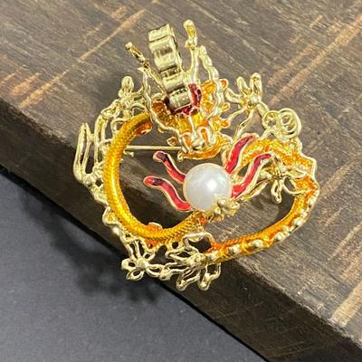 Spilla in rame con drago zodiacale, alla moda, da uomo e da donna, spilla di alta qualità, accessorio per cappotti autunnali e invernali alla moda