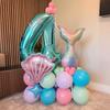 Mermaid Shell Themed Balloon Set with Numbers 1-9th Blue Purple Pink Latex Foil Balloons for Girl Princess Birthday Party Decor