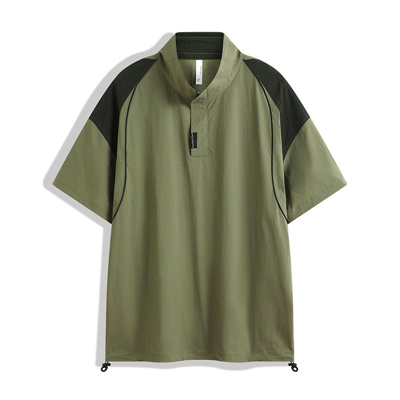 

Летняя рубашка ПОЛО с короткими рукавами, унисекс, американская модная брендовая лоскутная тканая футболка с лацканами XXXL