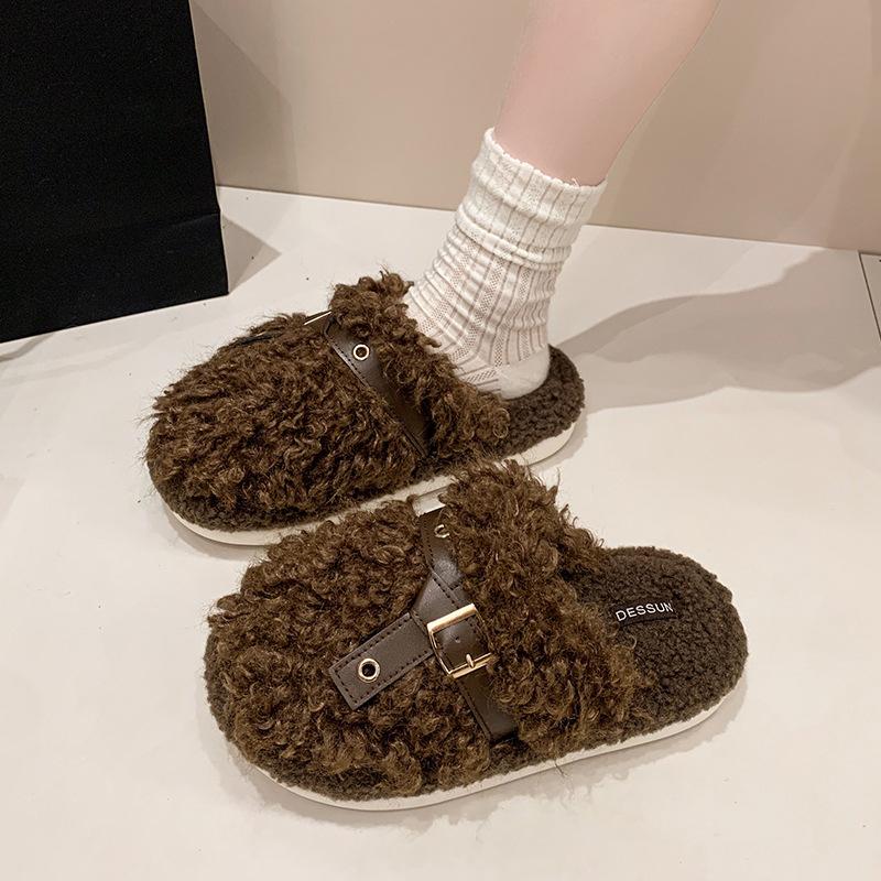 Women's Cute Cartoon Plush Slippers - Warm and Warm Countertop Cotton Winter Home Slippers Girls Sweet Thick Bottom Plush Casual Indoor Shoes