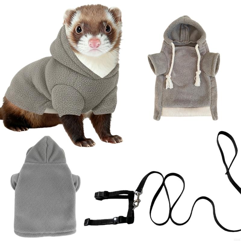 

Ferrets Hoodie Sweater Shirt And Leash Harness Set For Cold Weather Walking Wear HX6C