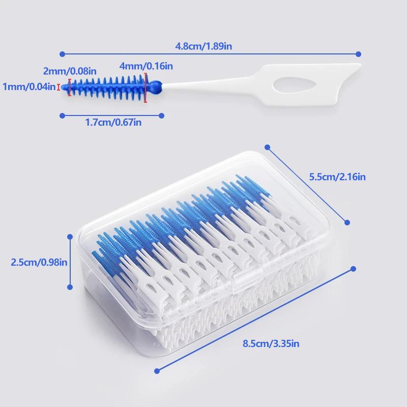 200Pcs Interdental Brushes Silicone Toothpicks Teeth Floss Oral Hygiene Teeth Cleaning Bristle Clean Between Teeth Toothbrush