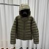 Turtle down jacket women's short white duck down light and warm winter new super good-looking hooded ribs jacket