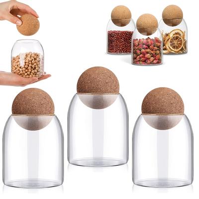 High Borosilicate Glass Storage Jar with Cork Stopper Creative Japanese Style Kitchen Canister for Tea, Spices, Herbs