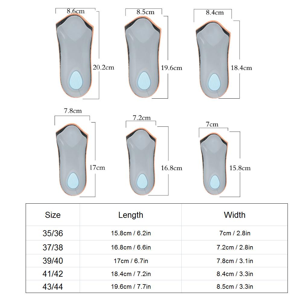 3/4 Length Unisex Flat Feet Arch Support Pain Relive Massage Shoes Pad Orthotic Insoles