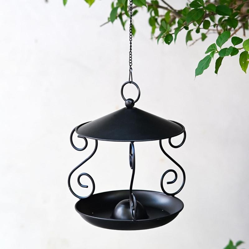 Squirrels Proof Outdoor Bird Feeder Metal Construction Feeding Ports Weatherproof Roof Design For Finches