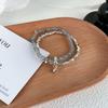 Simple aquamarine broken silver beaded bracelet, summer clear and exquisite versatile bracelet, light luxury and high-end jewelry women