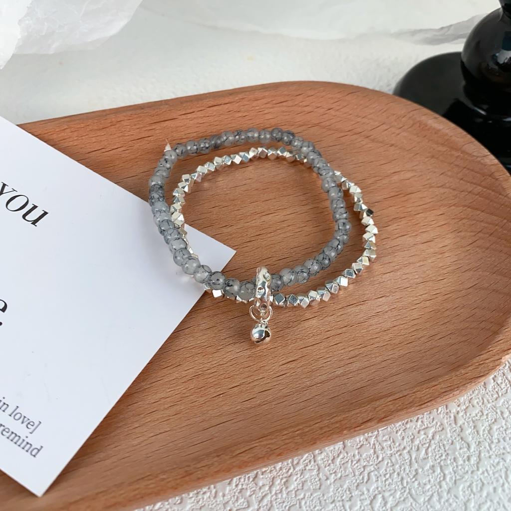Simple aquamarine broken silver beaded bracelet, summer clear and exquisite versatile bracelet, light luxury and high-end jewelry women