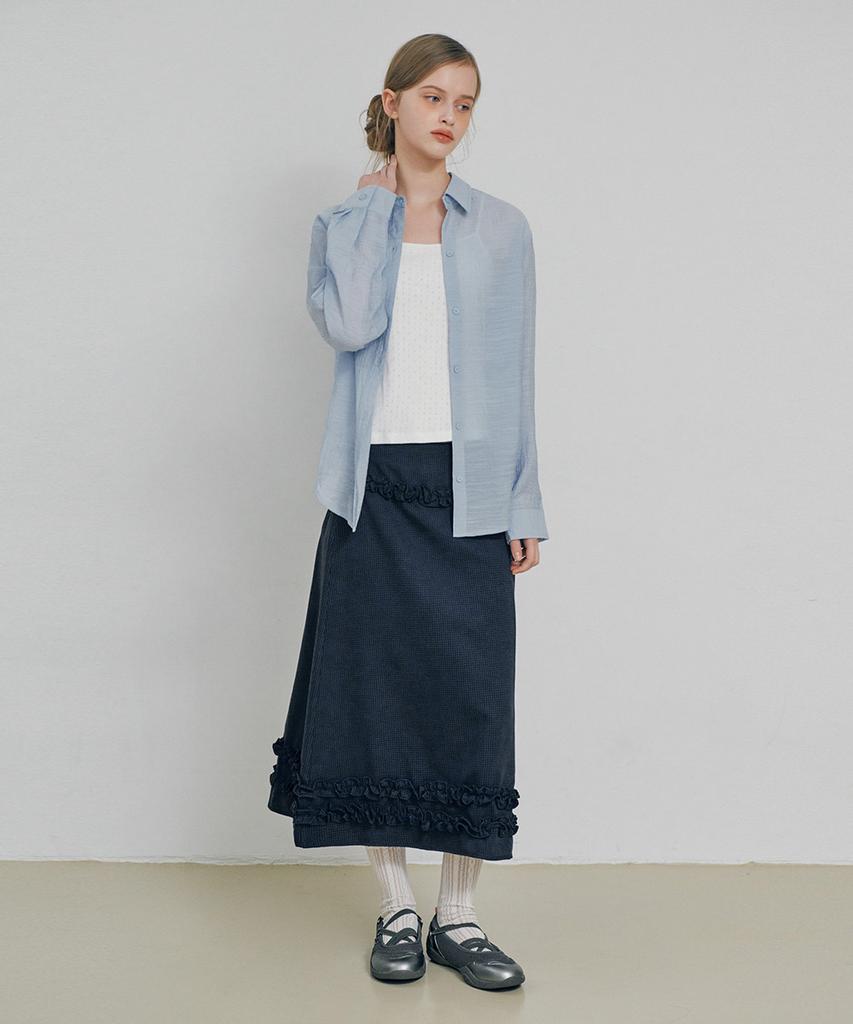 Belloel Lovely Frill Long Skirt Navy