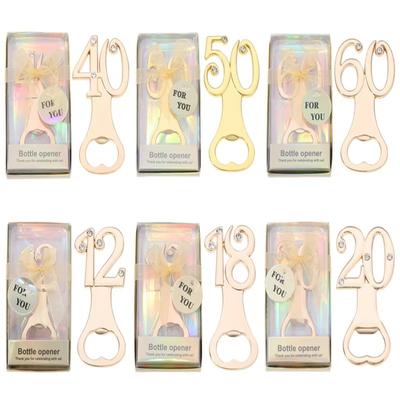 10 apribottiglie dorati per compleanno, per 18, 30, 40, 50 e 60 anni, decorazioni per feste di matrimonio, bomboniere, regali per ospiti