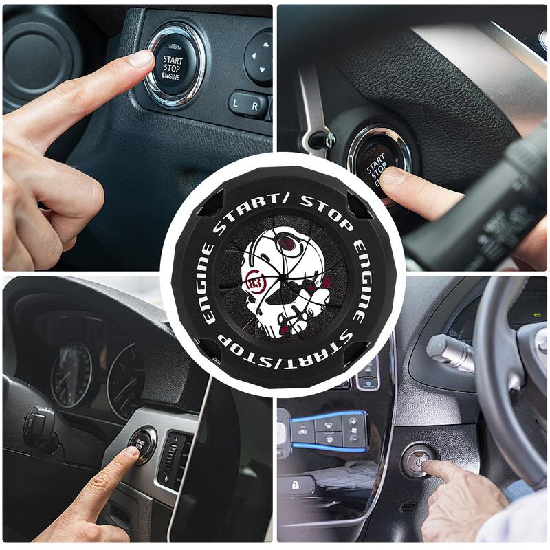 Auto Start-Stopp-Knopf Abdeckung Dreh-Druck Start Zündungsabdeckung Kratzfest Kreativ Cool Auto Motor Startknopf Schutzabdeckung