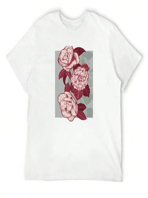 Peonies In Colors T-Shirt Gifts For Boyfriend Oversizeds T-Shirts For Unisex Cotton