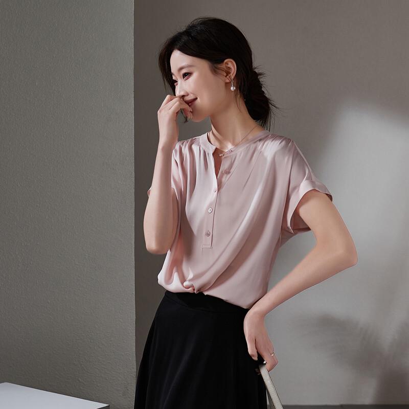 SOFSIL Women's Silk Blend Short Sleeve Blouse