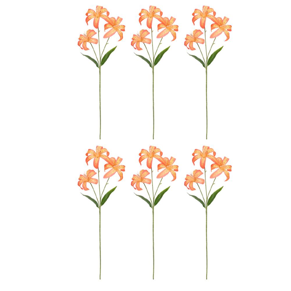 Artificial Lily Bouquet 6pcs with 3 Heads Each for Wedding Decorations and Elegant Home Office or Dining Table Arrangements