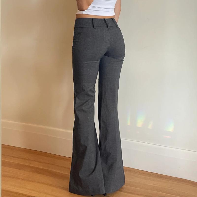 New Low-waisted Straight-tight Casual Suit Pants for Women, Slim and Drooping American Retro Loose Trousers for Summer
