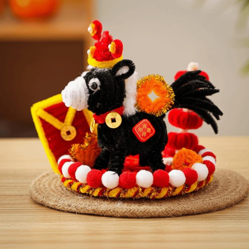 Handmade Horse Desk Pendant Cartoon Cute Creative DIY Twister Stick Unfinished DIY Material Kit Lunar New Year Horse Decoration