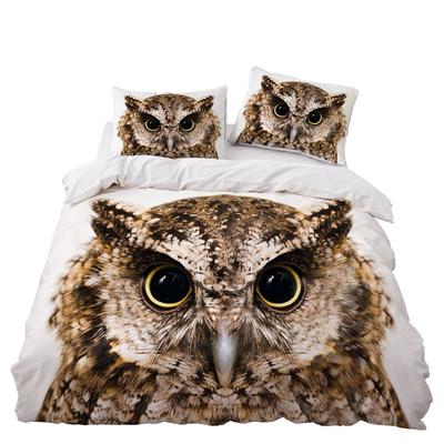 Housse de couette King Queen Hibou Noir Safari Lunaire Oiseau Animal Ensemble de Literie Housse de Couette Adorable Faune Sauvage Gris Polyester Housse de Couette