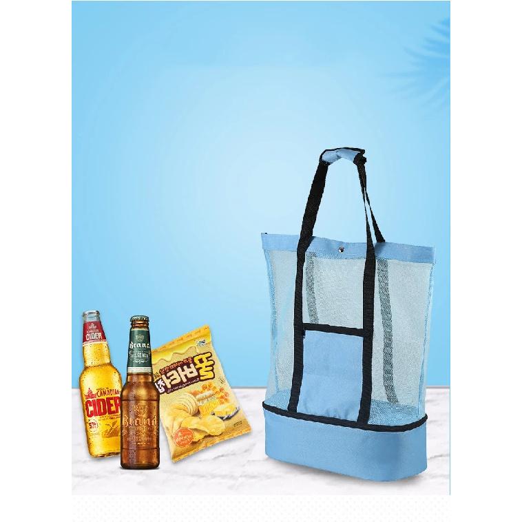 Heat Preservation Picnic Beach Bag Women Mesh Transparent Double-layer Swim Storage High Capacity Shopping Waterproof Bags Tote