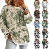 Damen Freizeit Zweiteiler Camouflage Print Langarm Rollkragen Pullover Top