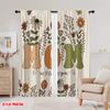 2pcs,2D Plane Printing Window Curtain Floral Love for Mom Durable Polyester (without Rod) Gifts for Living Room & Office Decor