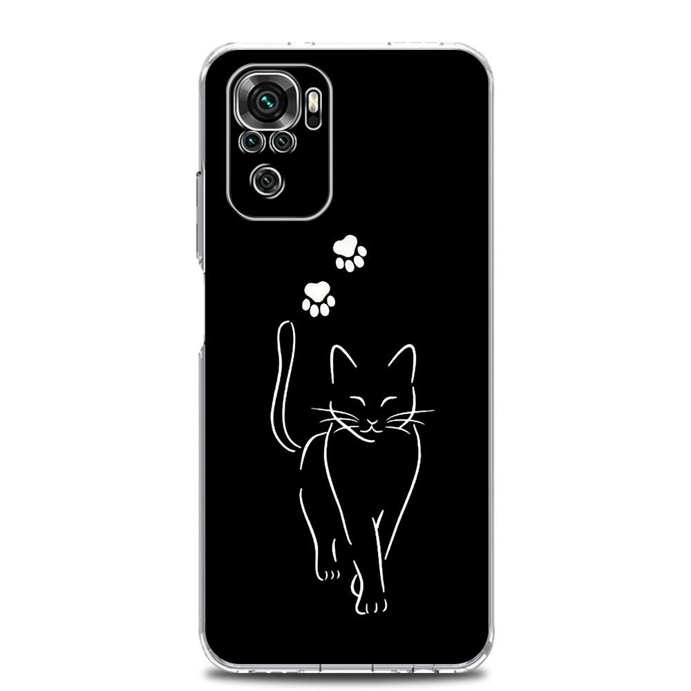 Phone Case For Xiaomi Redmi Note 15 14 13 12 4G 10 11 Pro Plus 5G 14C 13C 12C 10C Clear Soft TPU Cover Cat Line Black Cats
