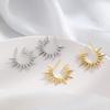 Fashion Punk Metal Sun-Shaped Earrings For Women  Retro Alloy Sunflower Stud Earrings Jewelry Accessory Gifts