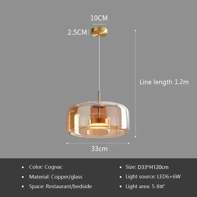 LED Pendant Glass 3 Heads Amber Anthracite For Living Room Dining Table Hotel Bar Office Indoor Turn Decorative Lighting Fixture