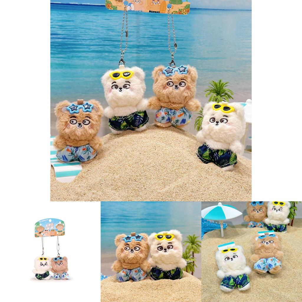Bear Go Sea Plush Keychain Pair With Beach Pants Design For Students And Gift Giving