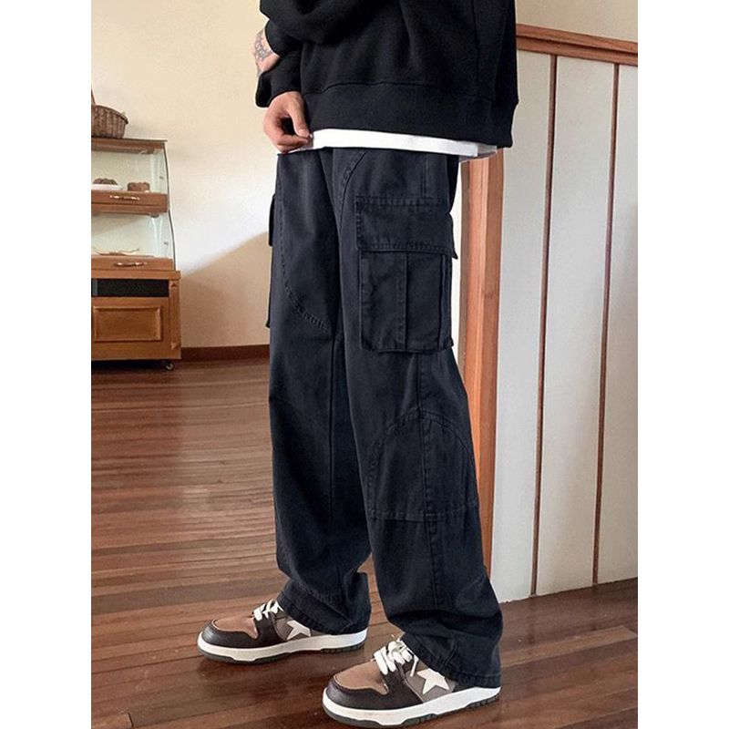 American Retro Stylish Wide Leg Leisure Cargo Pants