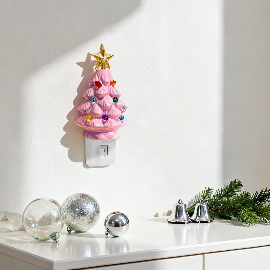 Plug-in Christmas Tree Night LightUL 360° Rotating Holiday Decoration