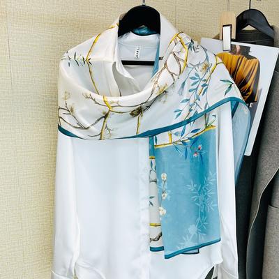 Silk Silk Scarf Women'S Spring And Autumn Style Chinese Style Plain Crepe Satin Mulberry Silk Long Versatile Scarf Mother Gift