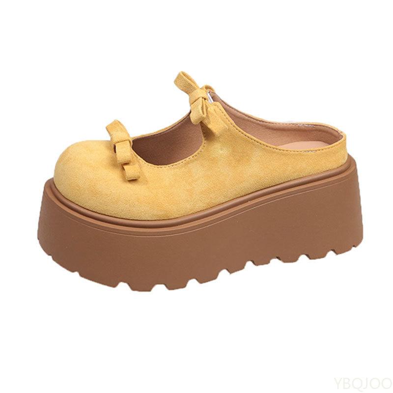 Fashion Versatile bow height increasing, short cool drag women's spring summer new style thick soled simple comfortable women's shoes