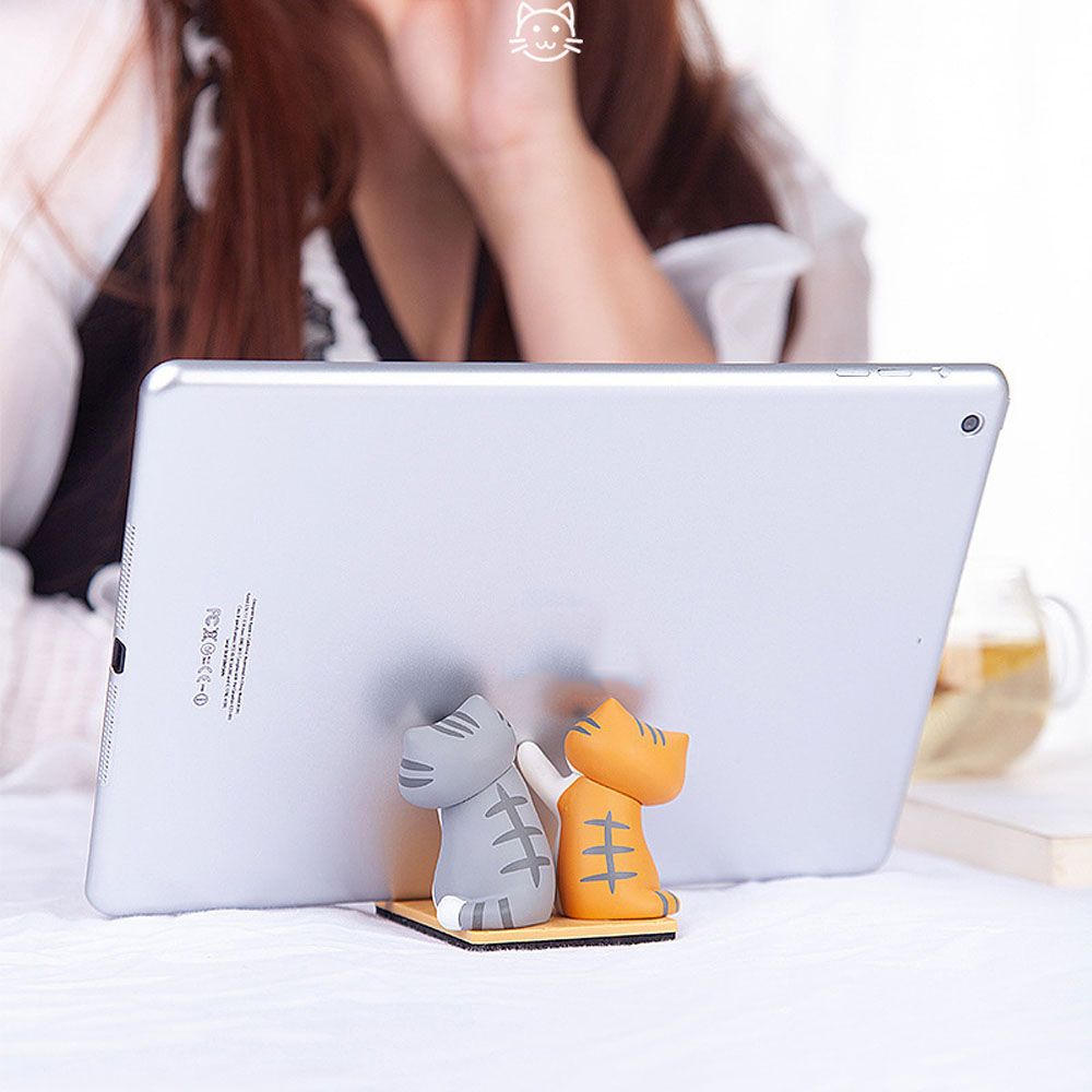 Doll Ornaments Toy Figures Cute Cat Phone Holder Cat Desk Holder Action Figures Lazy Holder