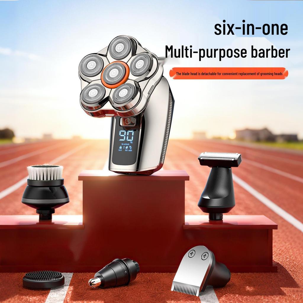 Smart TYPE-C Washable Six-Blade Electric Shaver with Digital Display