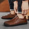 Fashion Comfortable Mens Soft-Soled Slip On Flats Casual Leather Loafers Versatile Business Shoes Non-Slip Male Hiking Shoes Moccasins