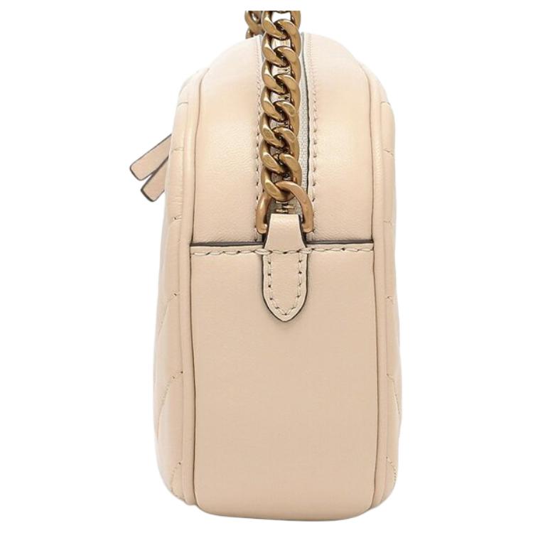 Tory Burch Kira Double T Logo Herringbone Stripe Zipper Camera Bag Women Shoulder Bag New-Cream 152353-122