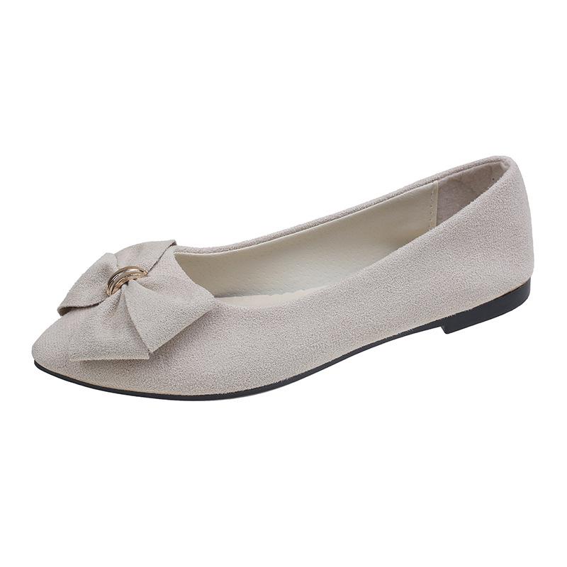 2025 Spring/Autumn Women's Bow Suede Loafers - British Style, Casual, Low-Cut, Plus Size
