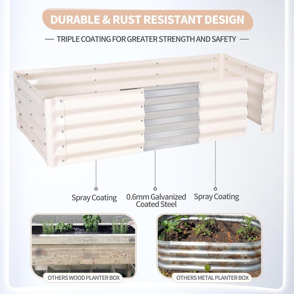 Galvanized Steel Elevated Planter Box for Vegetables and Flowers