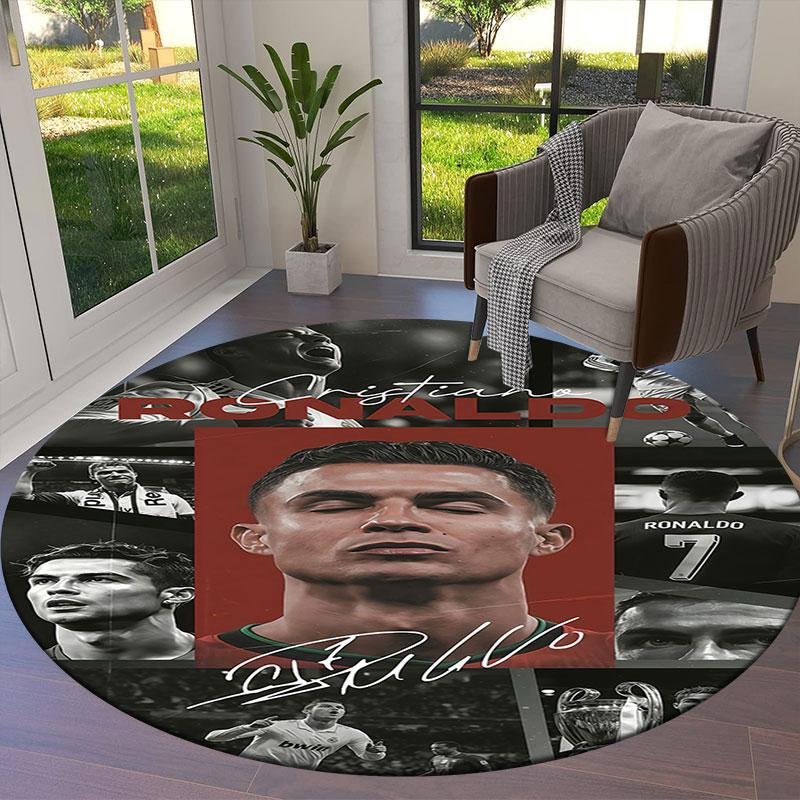 CR7 Round Area Rug,Carpet Rug for Living Room Bedroom Sofa Playroom Decor,Non-slip Floor Mat